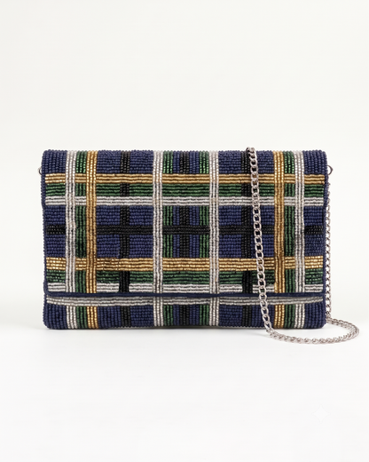 Plaid Golf Beaded Clutch (HHFC)