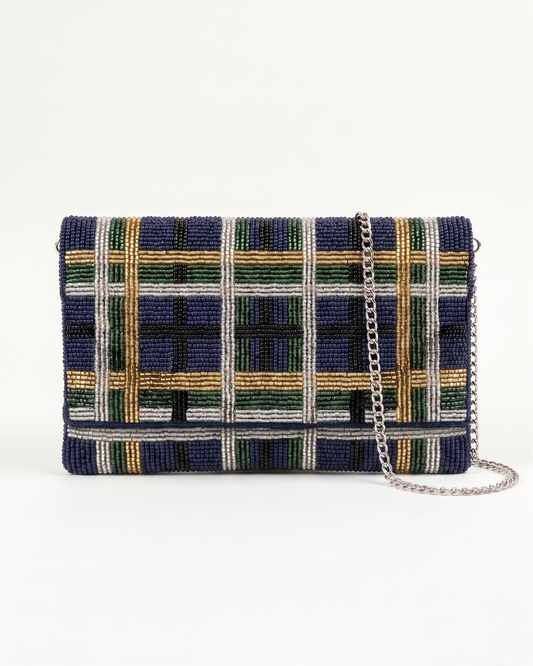 Plaid Golf Beaded Clutch (HHFC)