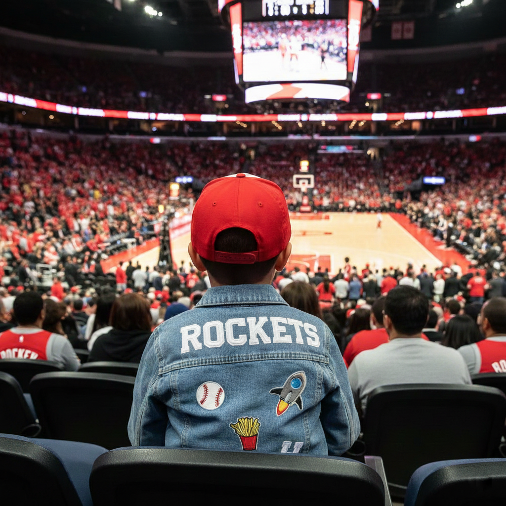 (Blue Denim) Custom Crown Patch Denim Jacket for Kids