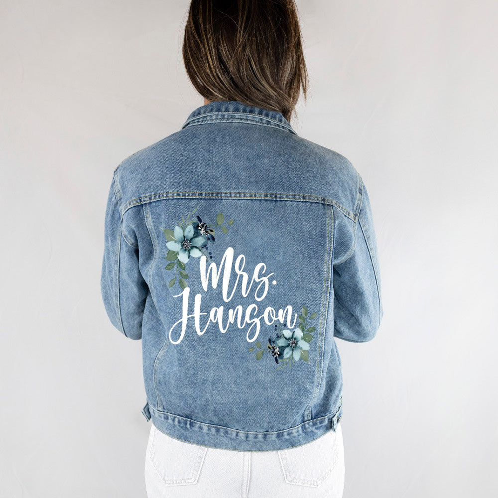 Customized Bridal Jean Jacket with Flowers
