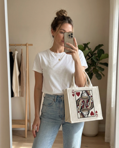 Queen Beaded Mini Luxe Tote Bag