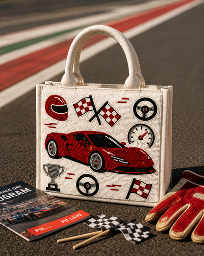 Racing Legends Beaded Mini Tote Bag