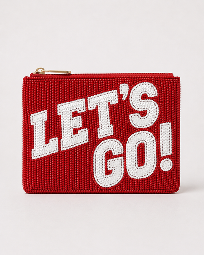 Red Lets Go Beaded Coin Purse