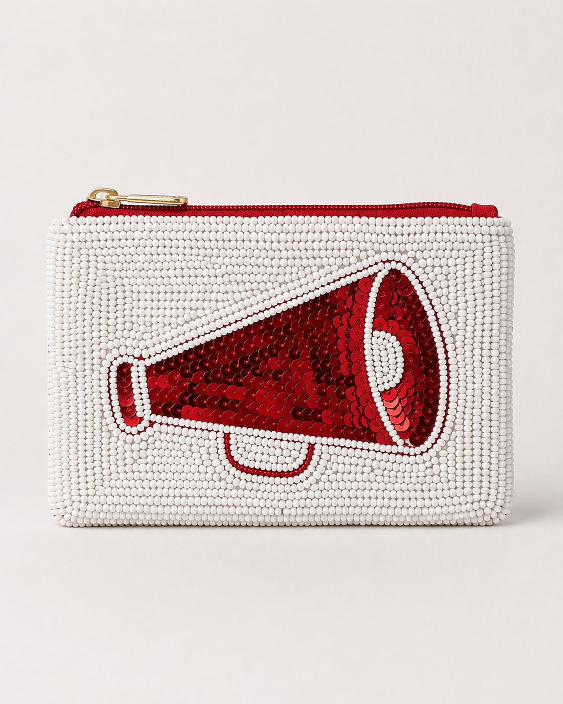 Red Megaphone Beaded Coin Purse