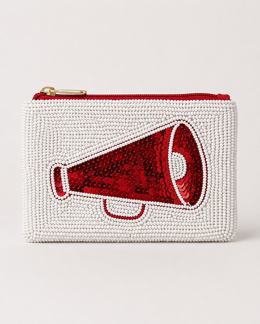Red Megaphone Beaded Coin Purse