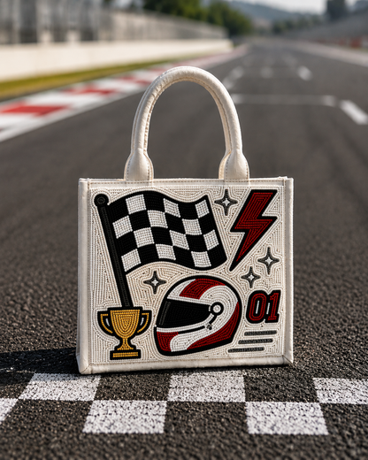 Racing Legends Beaded Mini Tote Bag
