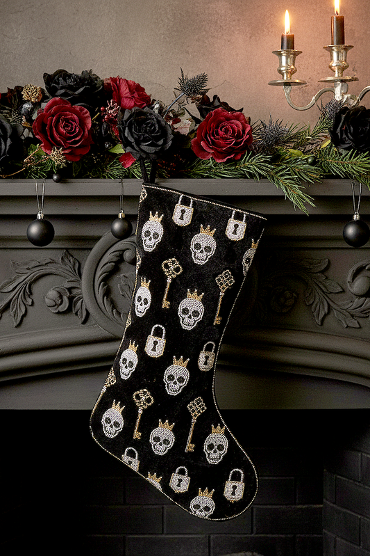 Royal Skull Key & Lock Beaded Stocking