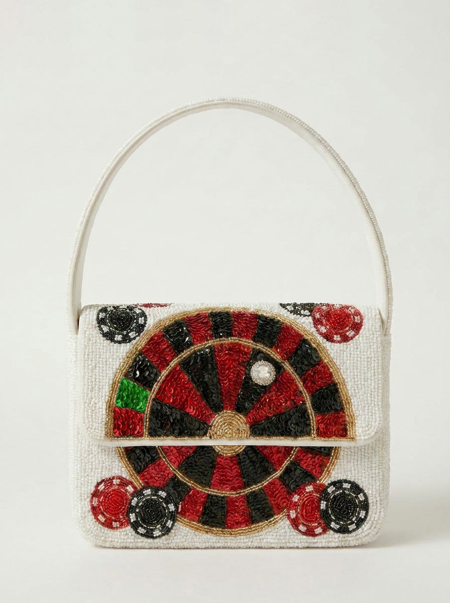 Hand-Beaded Game Night Shoulder Bag