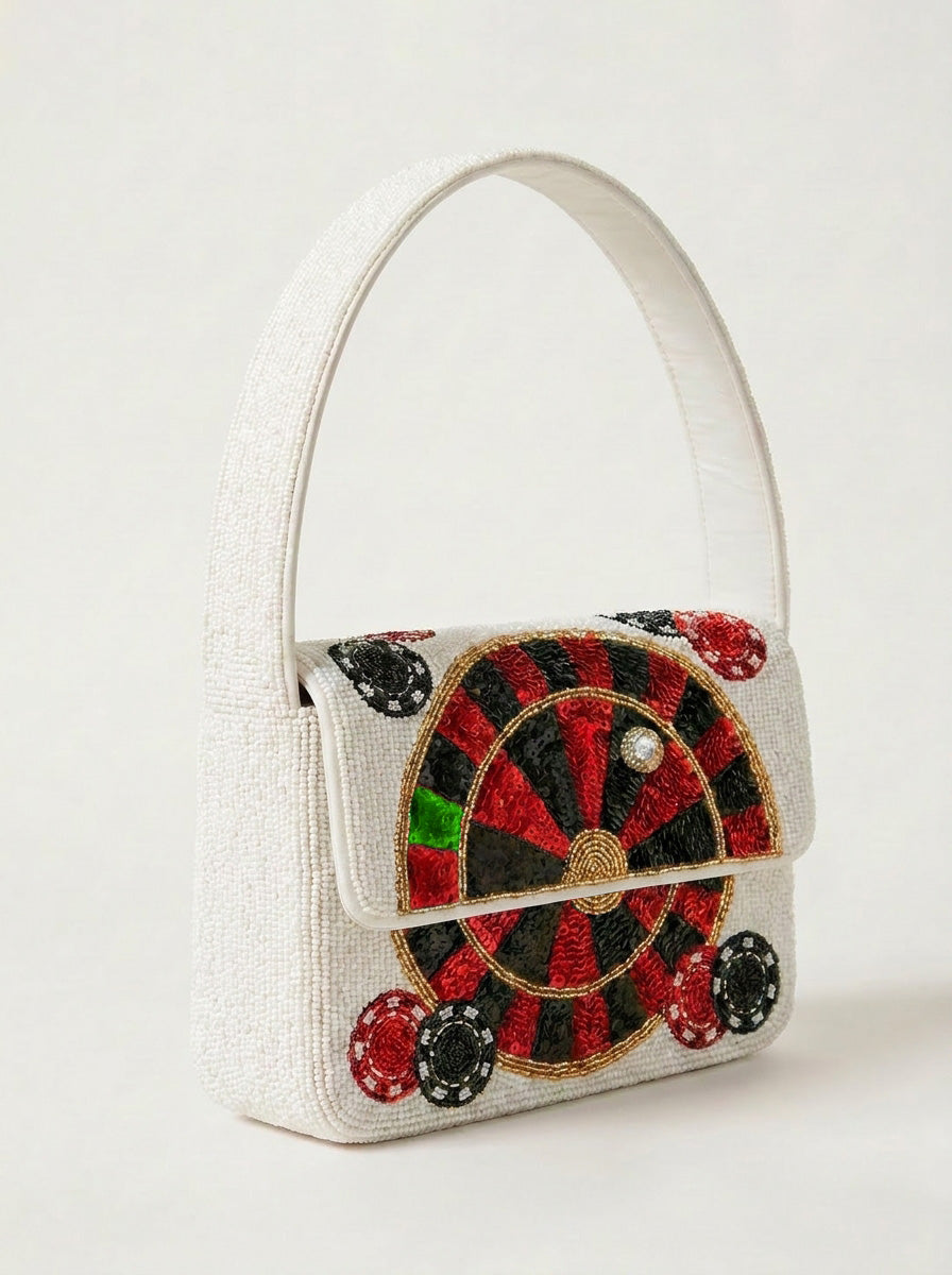 Hand-Beaded Game Night Shoulder Bag