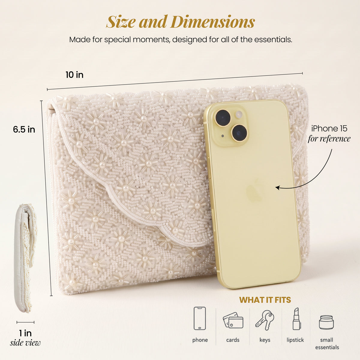 White Scallop Pearl Clutch | Handmade Beaded Bridal Purse
