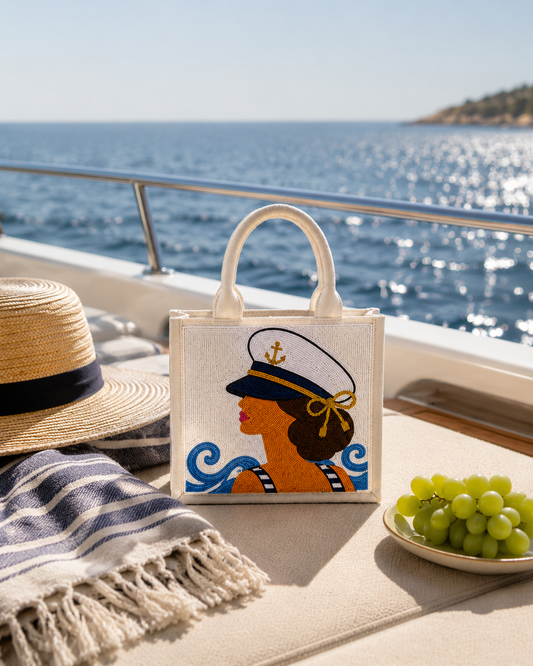 Sailor Girl Beaded Mini Tote Bag