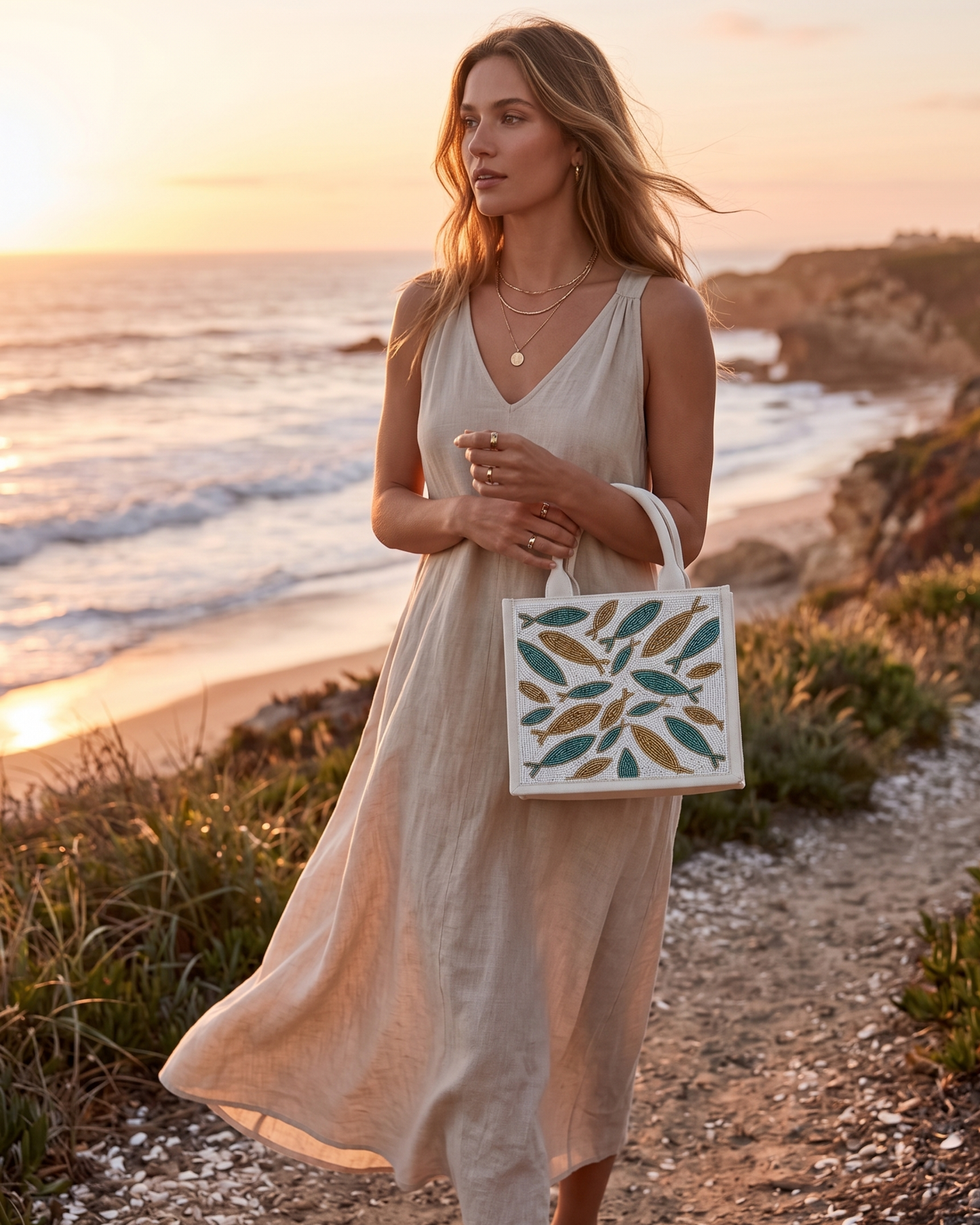 Beaded Fish Mini Tote