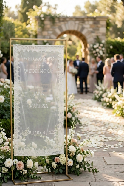 Elegant Sheer Lace Wedding Sign