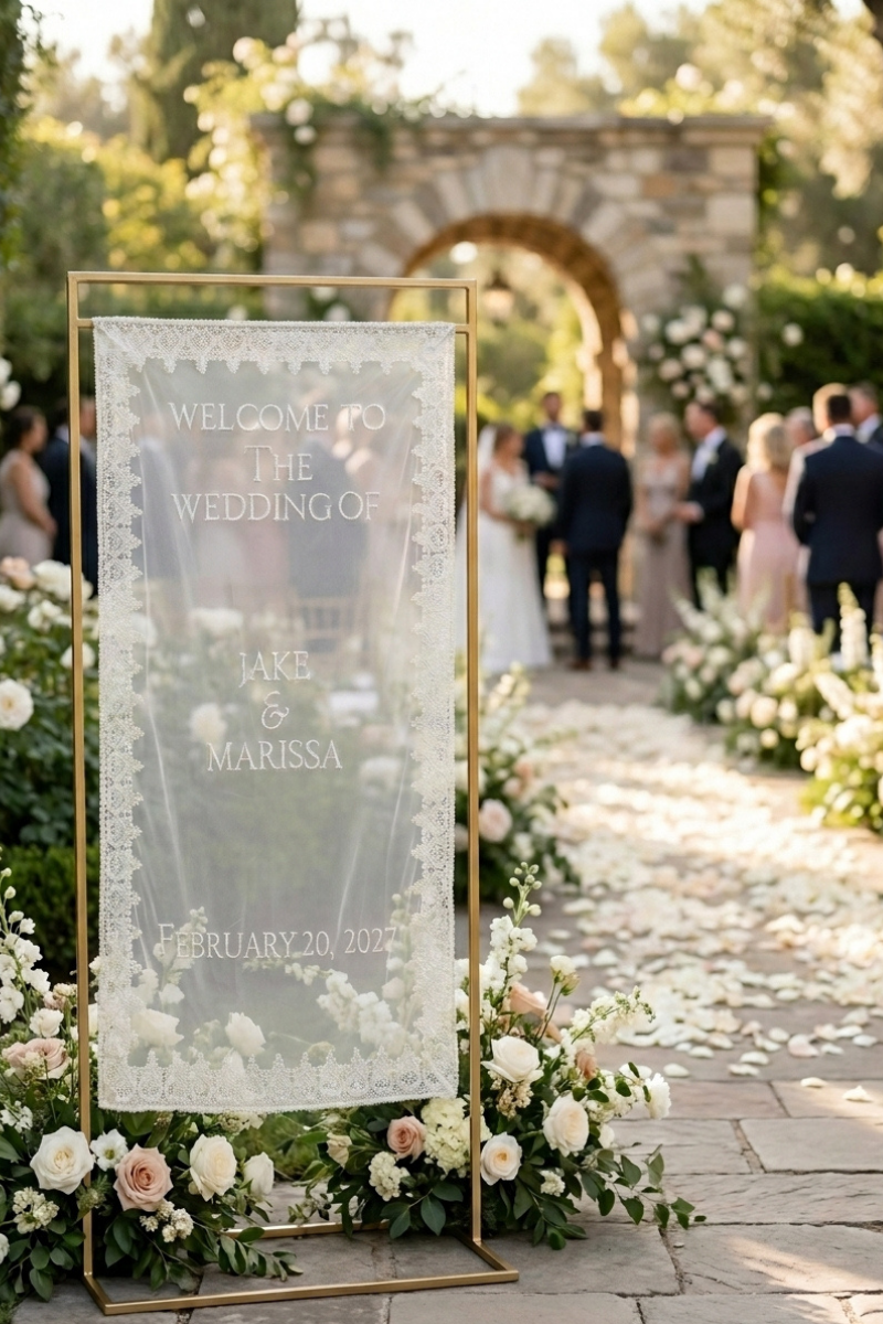 Custom Wedding Lace Entrance Banner