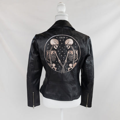 Custom Skeleton Design Leather Jacket