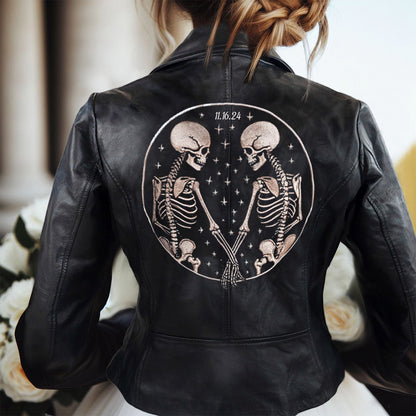 Custom Skeleton Design Leather Jacket
