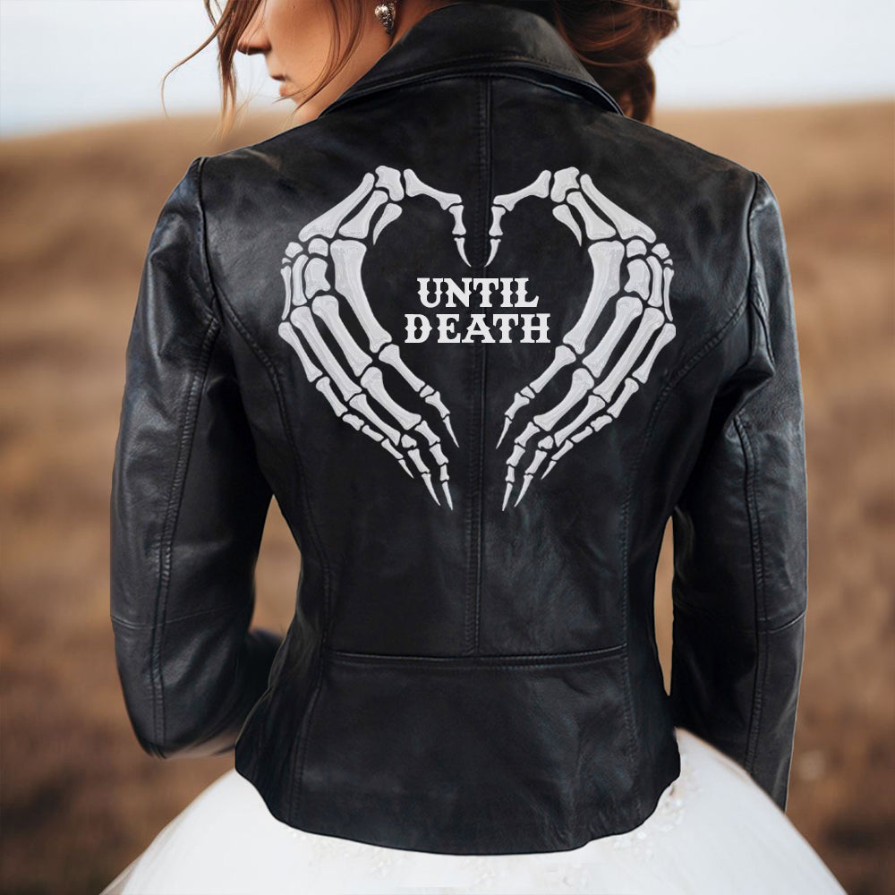 Skeleton Hands Until Death Leather Jacket