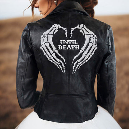 Skeleton Hands Until Death Leather Jacket