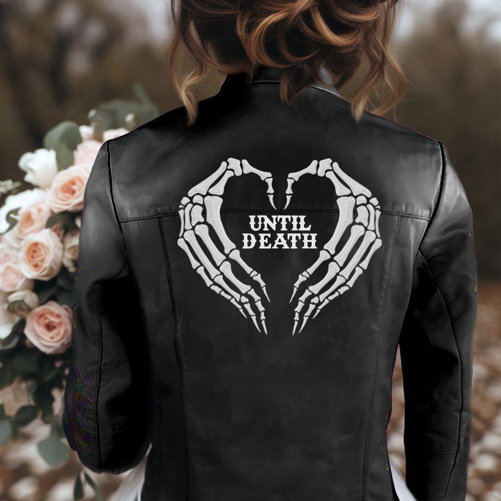 Skeleton Hands Until Death Leather Jacket