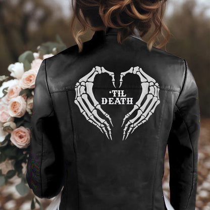 Skeleton Hands Until Death Leather Jacket