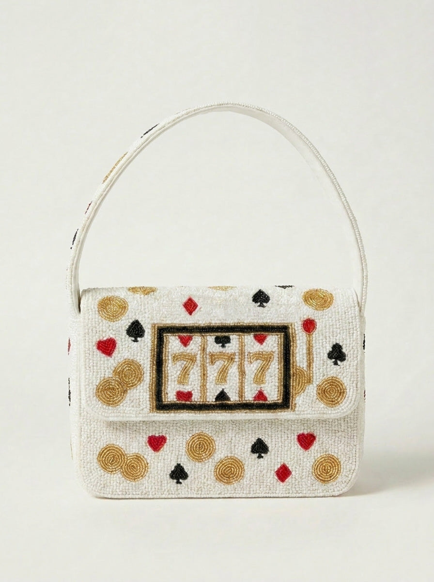 Hand-Beaded Game Night Shoulder Bag