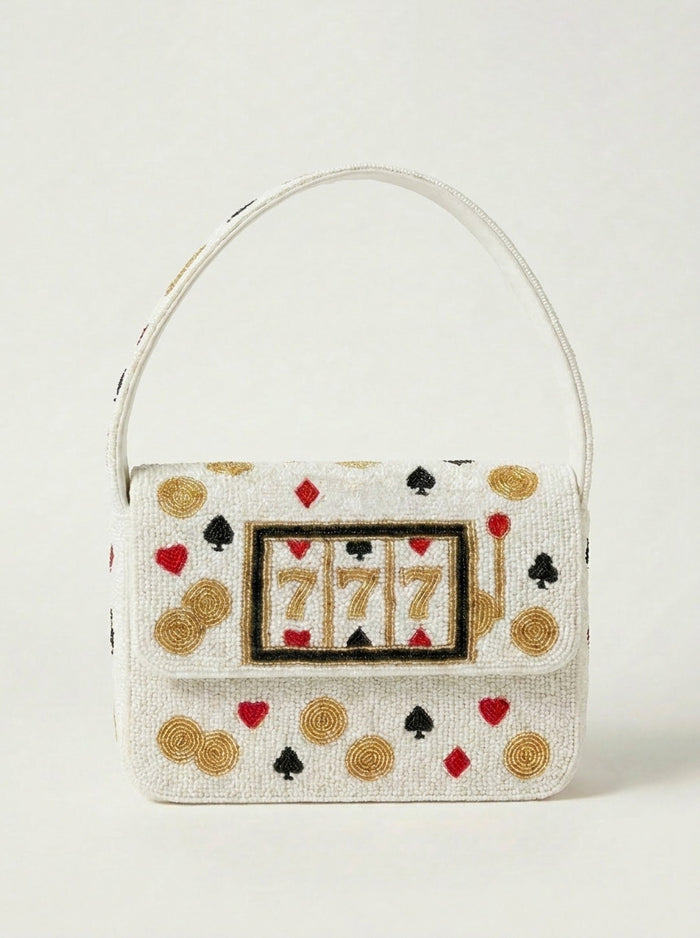 Hand-Beaded Game Night Shoulder Bag