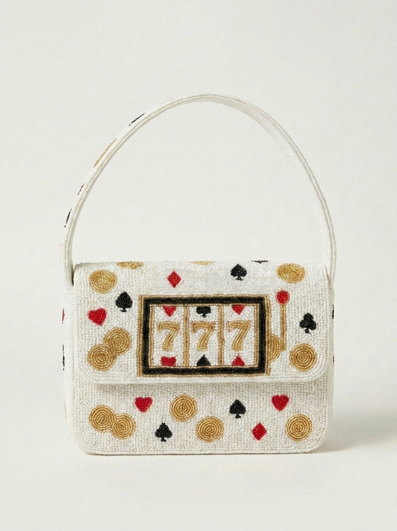Hand-Beaded Game Night Shoulder Bag