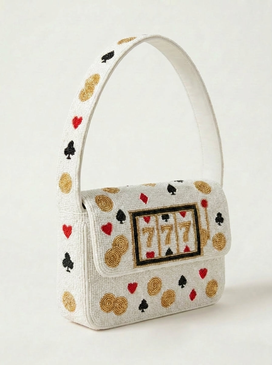 Hand-Beaded Game Night Shoulder Bag