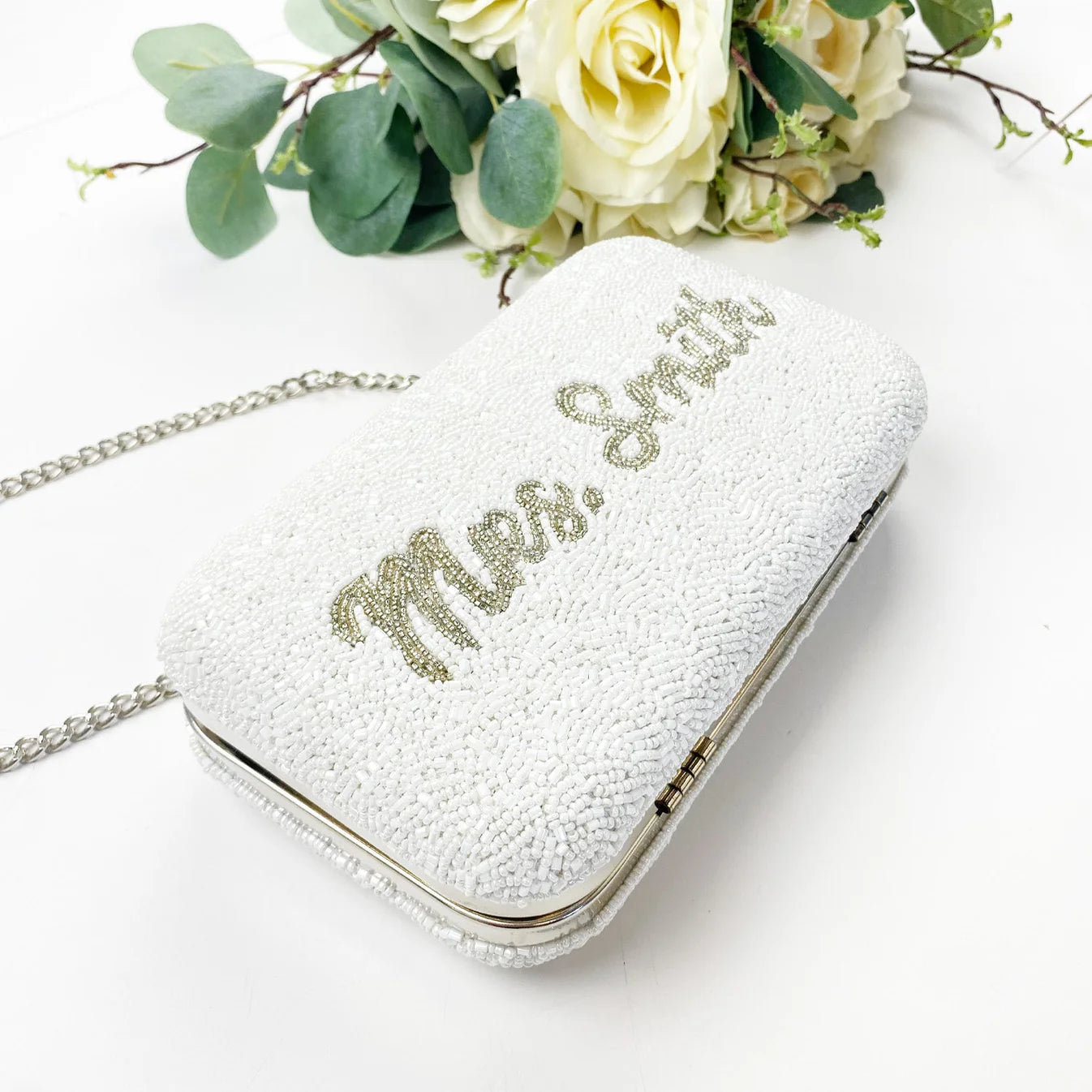 Beaded Bridal Box Clutch