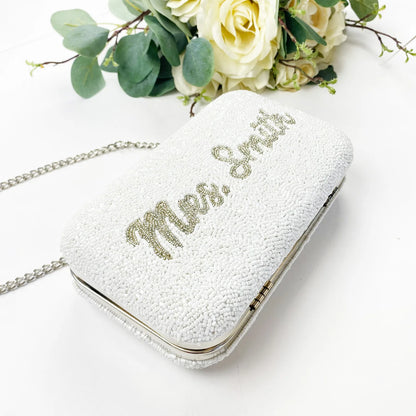 Beaded Bridal Box Clutch