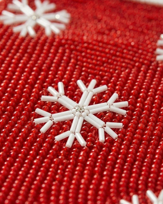 Red Snowflake Beaded Stocking