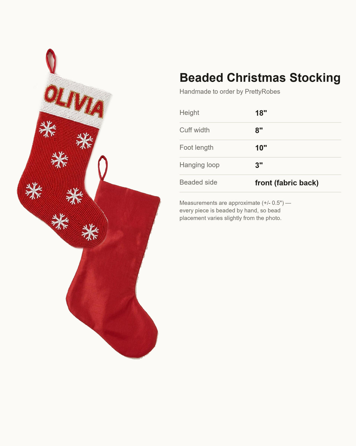 Red Snowflake Beaded Stocking