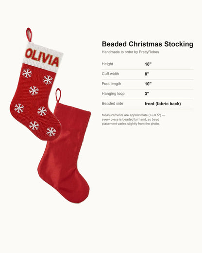 Red Snowflake Beaded Stocking