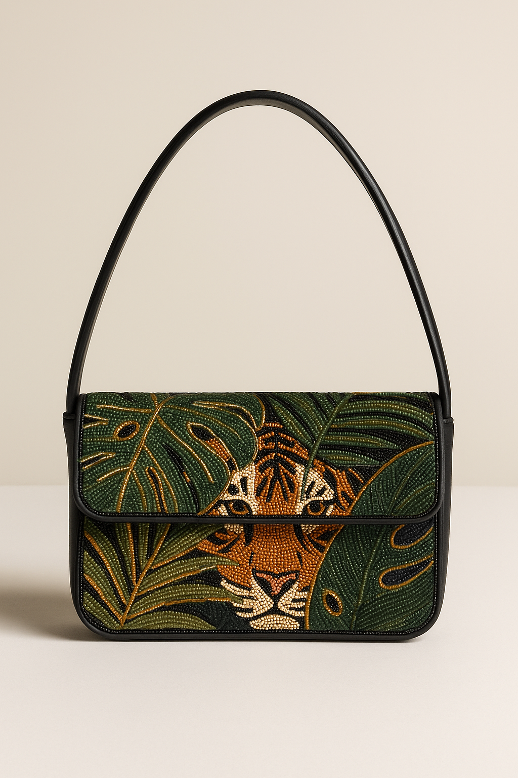 Beaded Tiger Shoulder Bag