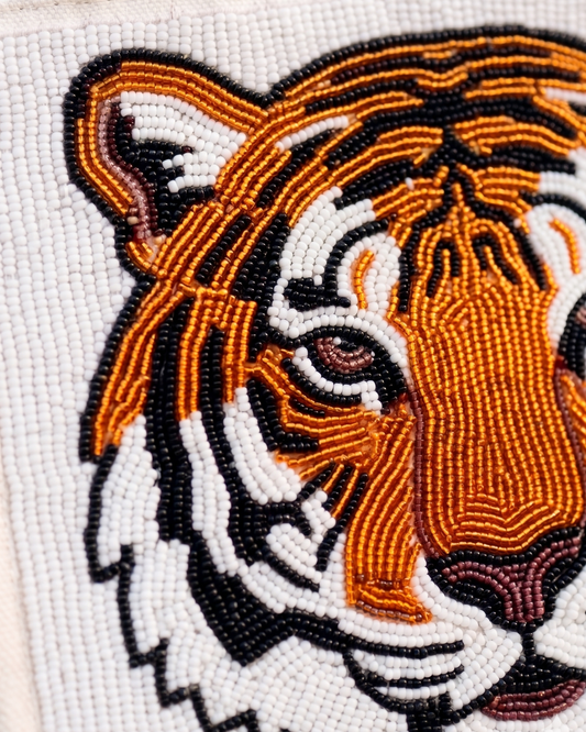 Tiger Beaded Mini Luxe Tote Bag