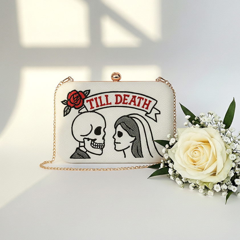 Til Death Beaded Box Clutch for Brides