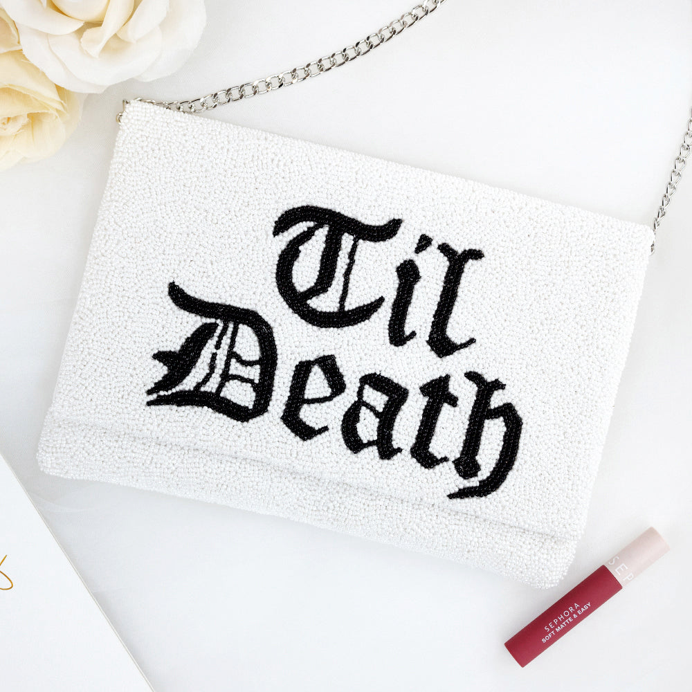 Gothic Beaded Canvas Clutch
