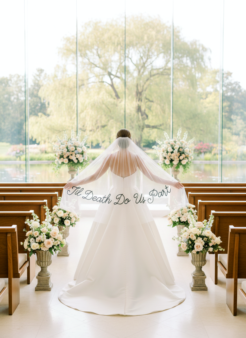 Beaded Til Death Do Us Part Veil