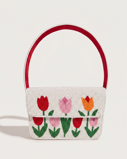 Floral Beaded Shoulder Bag