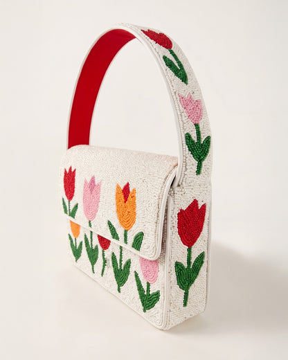 Floral Beaded Shoulder Bag