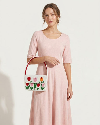 Floral Beaded Shoulder Bag