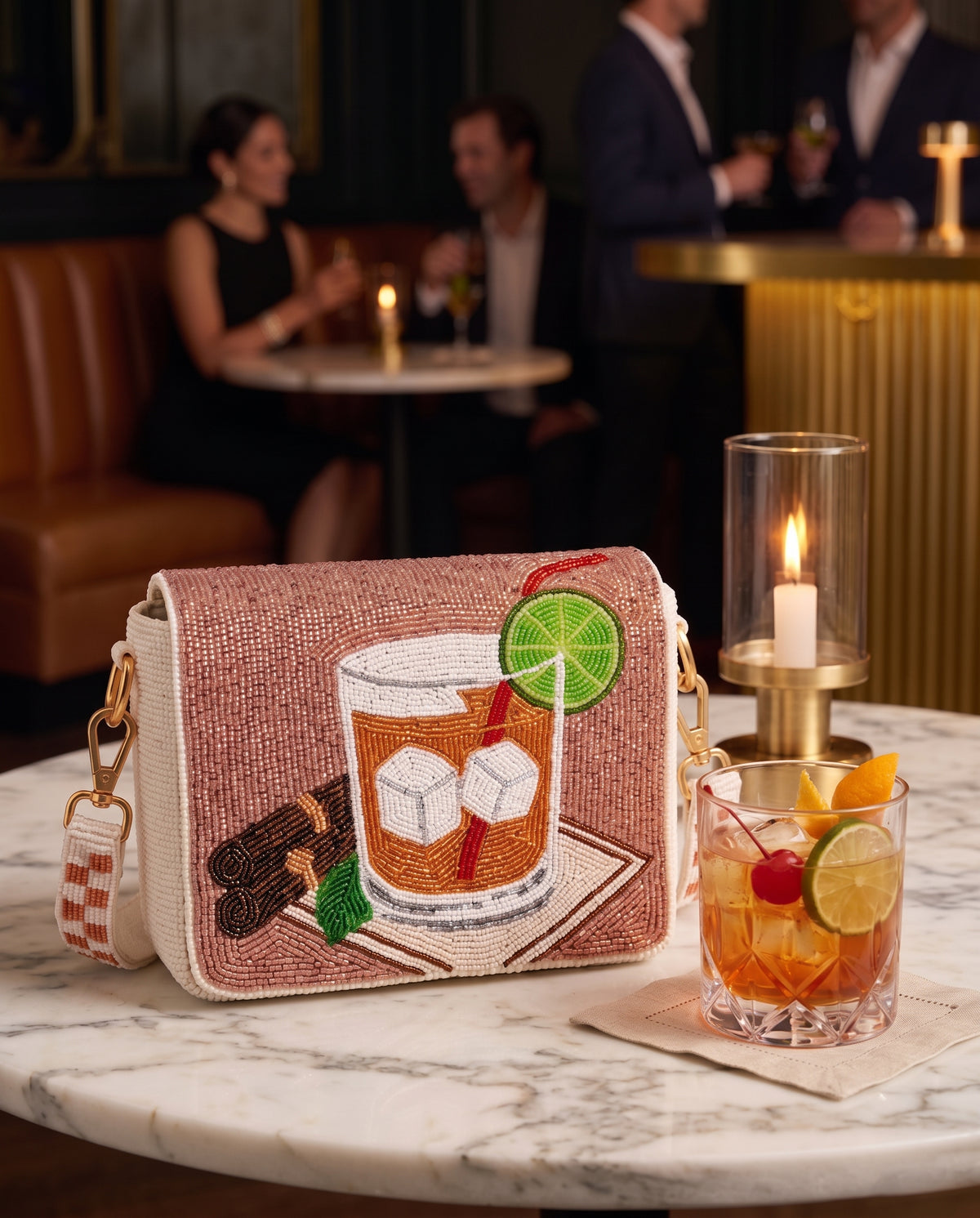 Old Fashioned Whiskey Beaded Clutch