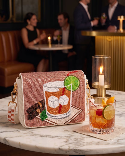 Old Fashioned Whiskey Beaded Clutch