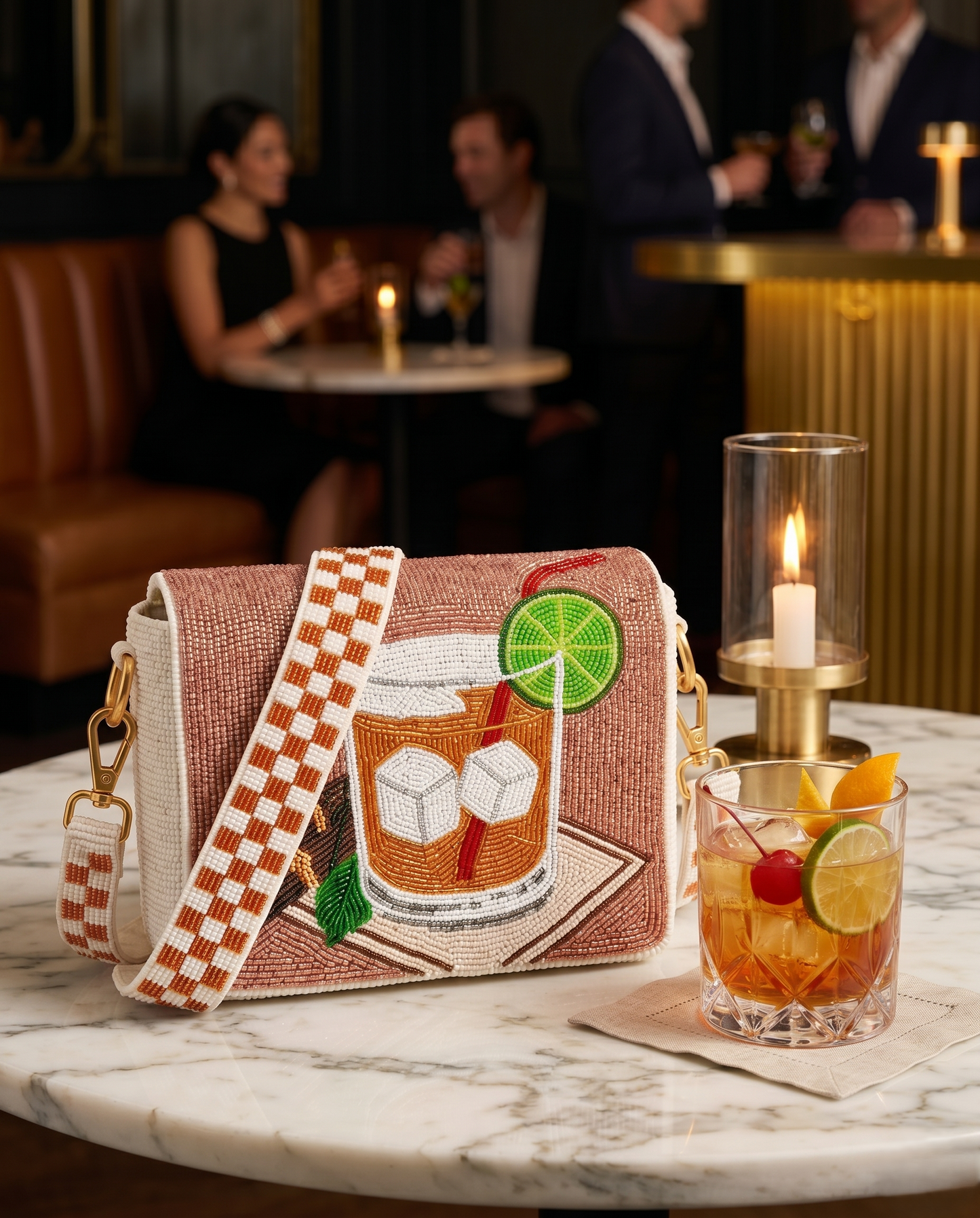 Old Fashioned Whiskey Beaded Clutch