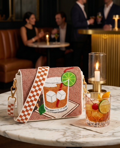 Old Fashioned Whiskey Beaded Clutch