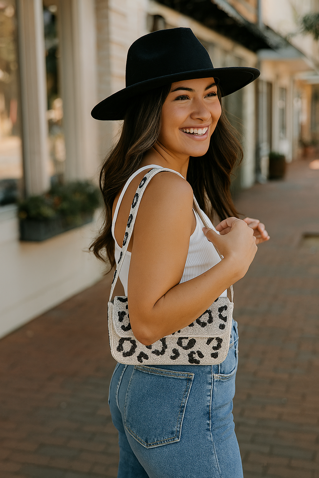 White Leopard Print Purse