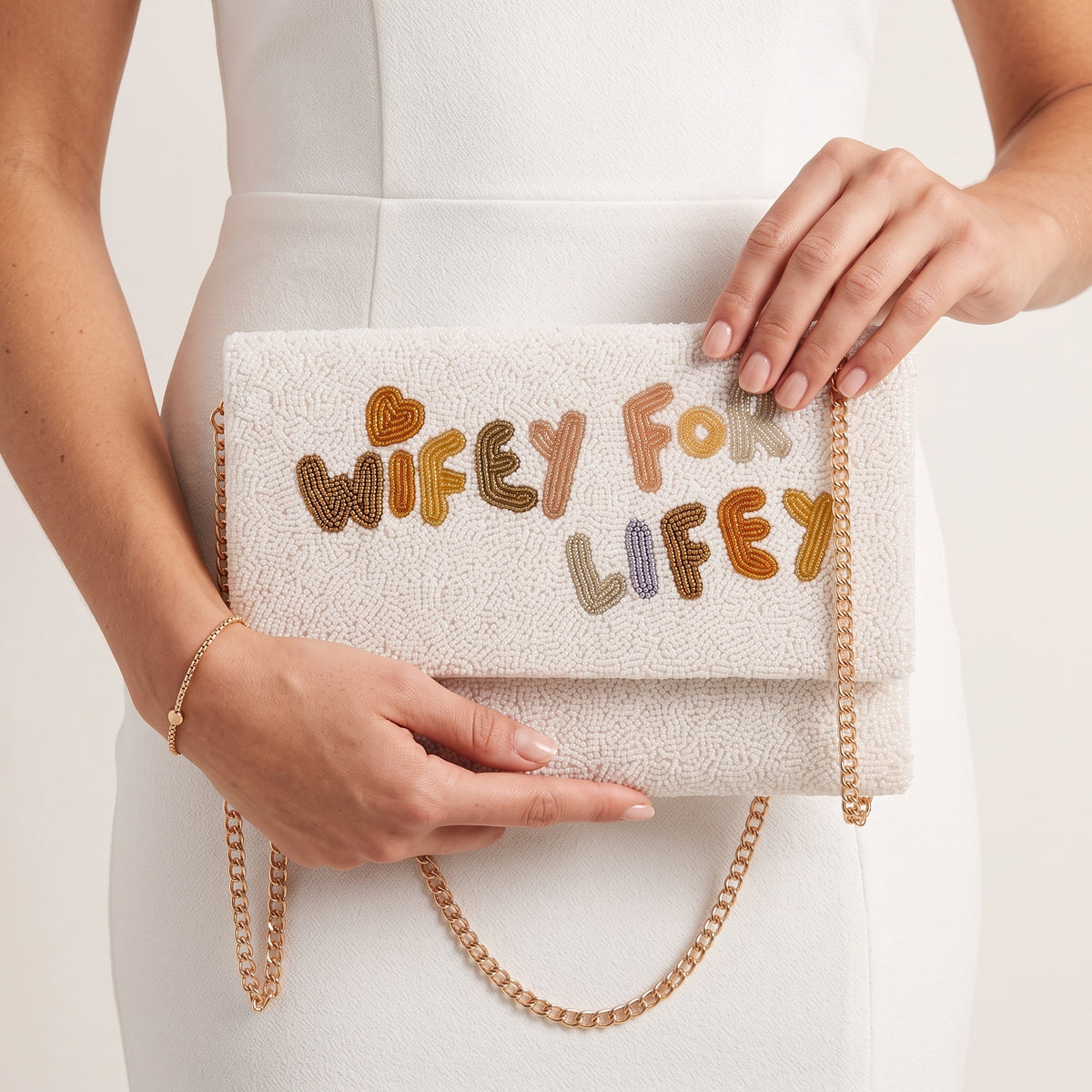 Wifey For Lifey Beaded Bridal Clutch