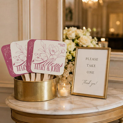 Personalized Floral Wedding Fans