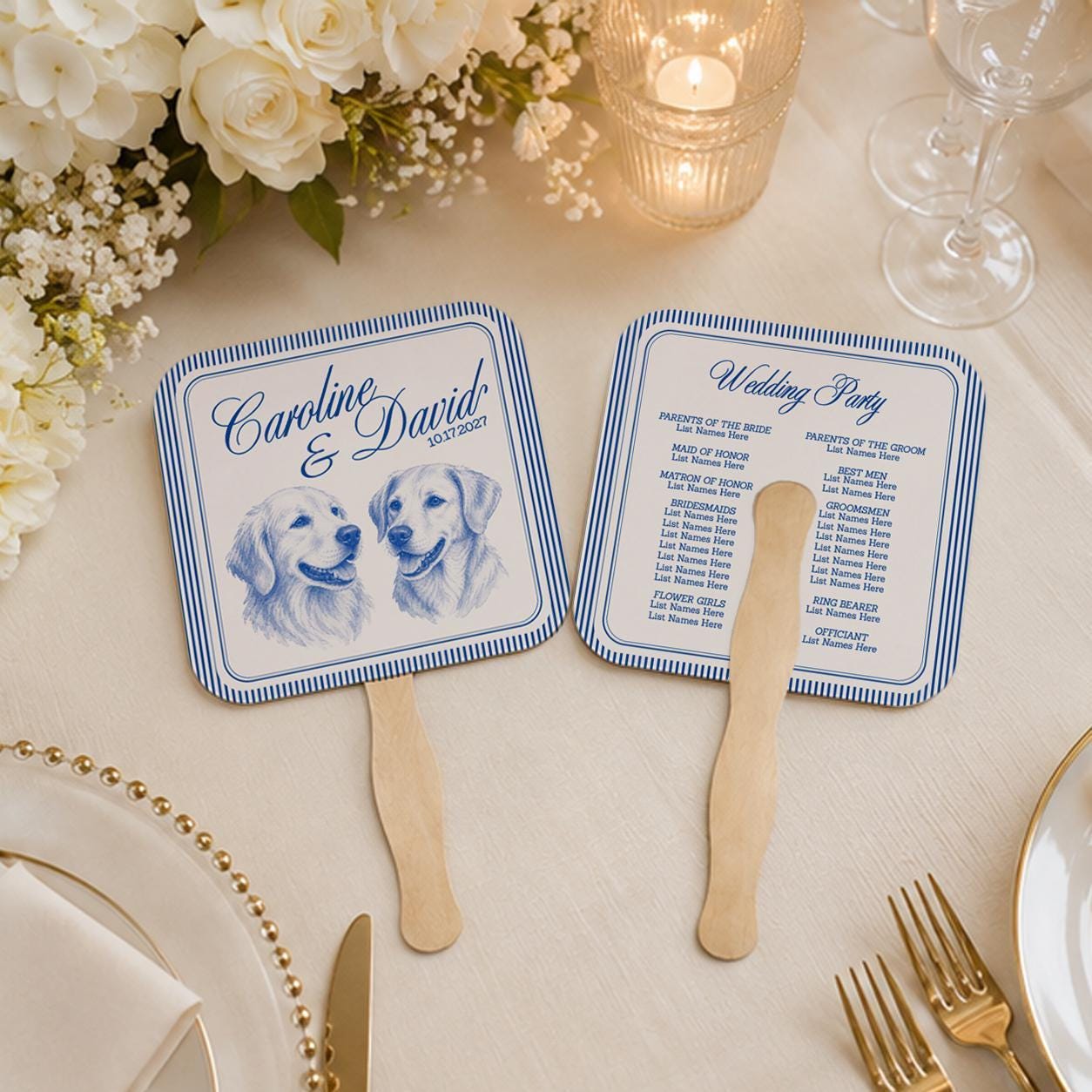 Personalized Dog Wedding Fans