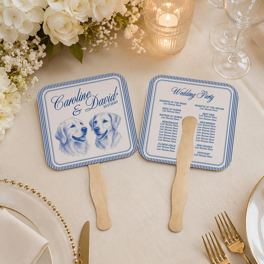 Personalized Dog Wedding Fans